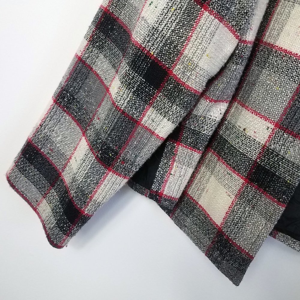 Christopher & Banks Women's Lined Plaid Open Front Cotton Blend Coat Jacket - Picture 4 of 11